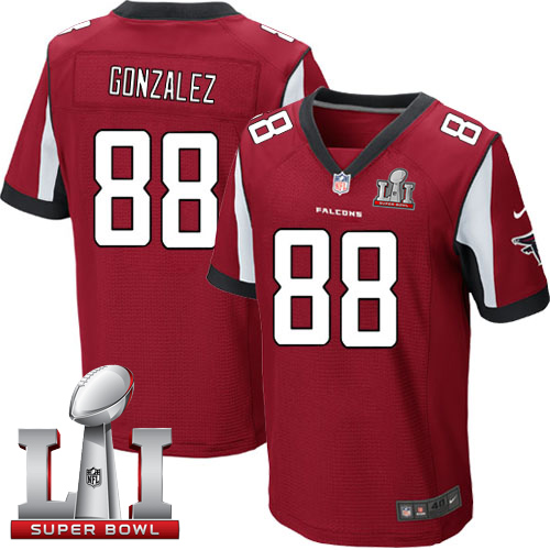 Nike Falcons #88 Tony Gonzalez Red Team Color Super Bowl LI 51 Men's Stitched NFL Elite Jersey - Click Image to Close